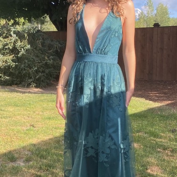 COPY - Teal lace formal gown bridal prom homecomi… - Picture 2 of 3